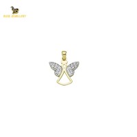 14K Solid Gold Angel Charm Pendant