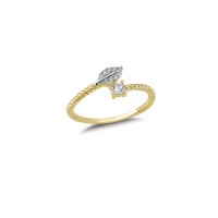 14K Solid Gold Art Design Fashion Leaf Solitaire Ladies Ring