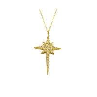 14K Solid Gold Comet Necklace