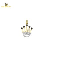 14K Solid Gold Crown Charm Pendant