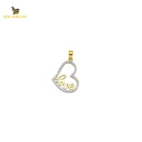 14K Solid Gold Heart Charm Pendant