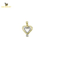 14K Solid Gold Heart Charm Pendant