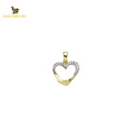 14K Solid Gold Heart Charm Pendant