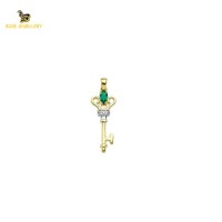 14K Solid Gold Key Charm Pendant