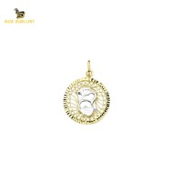 14K Solid Gold Pisces Charm Pendant