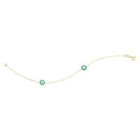 14K Solid Yellow Gold Turkish Evil Eye Bracelet