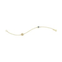 14K Solid Yellow Gold Turkish Evil Eye Bracelet