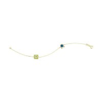 14K Solid Yellow Gold Turkish Evil Eye Bracelet