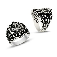 925K Sterling Silver Ottoman Arms Men Ring