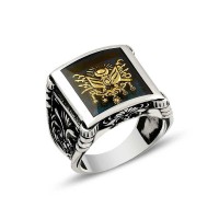 925K Sterling Silver Ottoman Arms Men Ring
