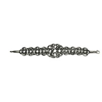 999 Silver Told Gray Model Handmade Herringbone Bracelet 