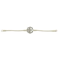 999 Silver Black Beaded Handmade White Rope Bracelet 