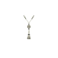 999 Sterling Silver White Black Model Hand Knit Beaded Necklace