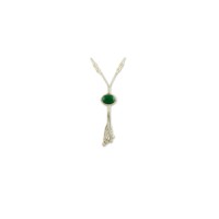 999 Sterling Silver Green Agate Stone White Bead Handmade Necklace 