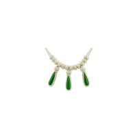 999 Sterling Silver Green Agate Stone White Bead Handmade Necklace 