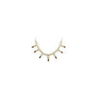 999 Sterling Silver White Bead Brown Zircon Stone Handmade Necklace