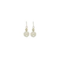 999 Sterling Silver White Beaded Hand Knit Earring