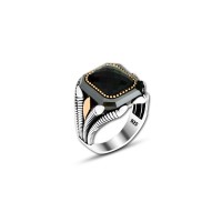 925 Silver Green Zircon Stone Ring For Men