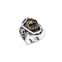 925 Silver Moon and Star Ring For Men 