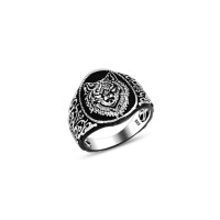 925 Silver Wolf Head Ring For Men