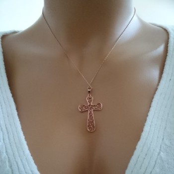 14K Solid Gold Cross Charm Necklace