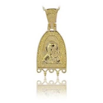 14K Solid Gold Virgin Mary Charm Necklace