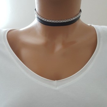 925K Sterling Silver Baguette Choker Necklace