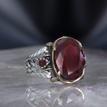 925 Sterling Silver Black Zircon Stone Chain Link Men Ring
